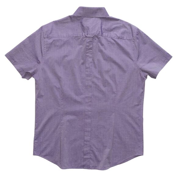 Express Mens Fitted Dress Shirt Short Sleeve Button-Up Purple Size XL (17-17.5) - Picture 2 of 3